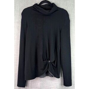 Stateside Long Sleeve Cowl Neck Fleece Twist Top Size M Black Gray Heather